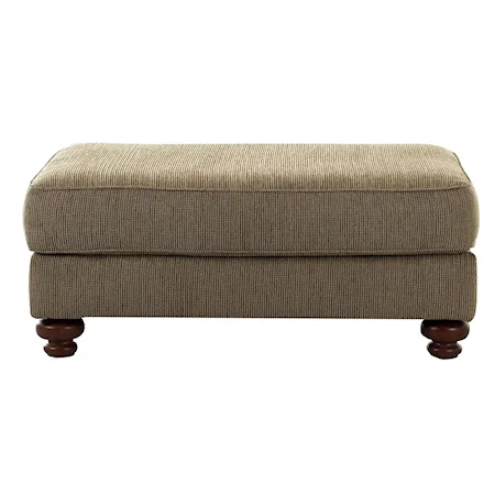 Upholstered Ottoman with Exposed Wood Feet